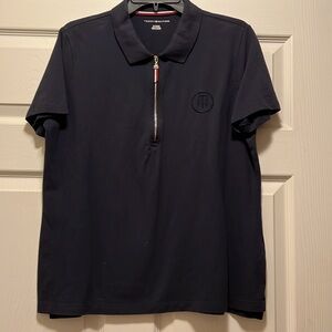 Tommy Hilfiger Women’s Navy Polo Shirt w/Zippered Closure EUC